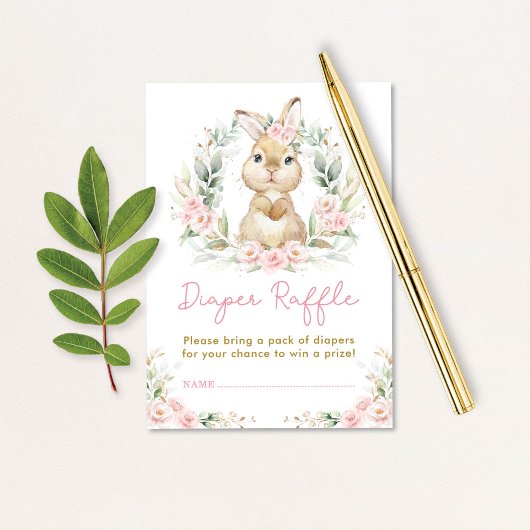 Carte D'accompagnement Baby shower Raffin Lapin Lapin Fille Rose