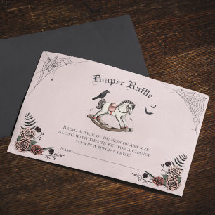 Carte D'accompagnement Baby Shower Raffle de Couches Rose Gothique