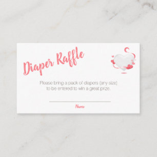 Carte D'accompagnement Baby shower Raffle Girl Coeur Rose