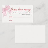 Carte D'accompagnement Baby shower Rose Bow Girl Devine Combien (Devant / Derrière)