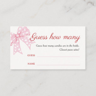 Carte D'accompagnement Baby shower Rose Bow Girl Devine Combien