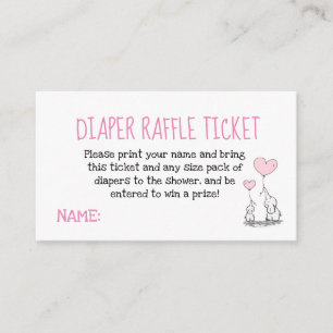 Carte D'accompagnement Baby shower rose de billet de tombola de