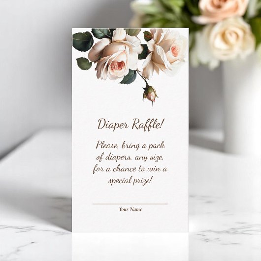 Carte D'accompagnement Baby shower Rose de thé doux Raffle
