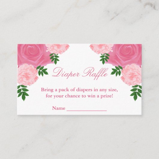 Carte D'accompagnement Baby shower rose floral Raffin (Devant)