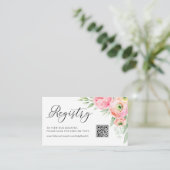 Carte D'accompagnement Baby shower rose Ranunculus QR Code Registre (Debout devant)