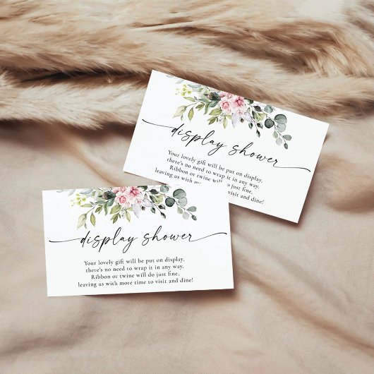 Carte D'accompagnement Baby shower rose verdoyant avec douche