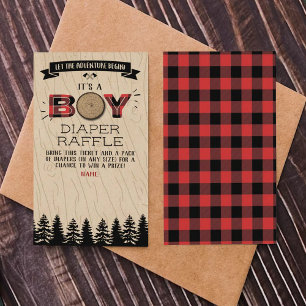 Carte D'accompagnement Baby shower Rustic Forest Plaid Lumberjack Boys