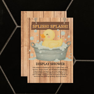 Carte D'accompagnement Baby shower rustique en caoutchouc Ducky Bubbles