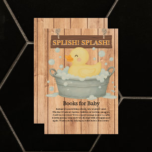 Carte D'accompagnement Baby shower rustique en caoutchouc Ducky Bubbles