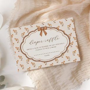 Carte D'accompagnement Baby Shower Rustique Floral Loterie de Couches