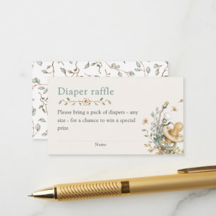 Carte D'accompagnement Baby Shower Rustique Raffle de Couches Botanique