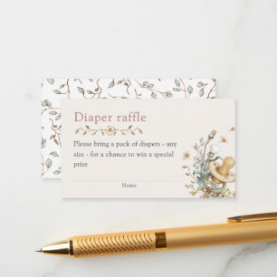 Carte D'accompagnement Baby Shower Rustique Raffle de Couches Botanique
