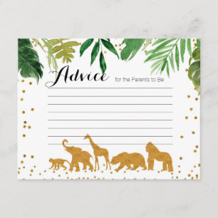 Carte D'accompagnement Baby shower Safari animal Advice Card