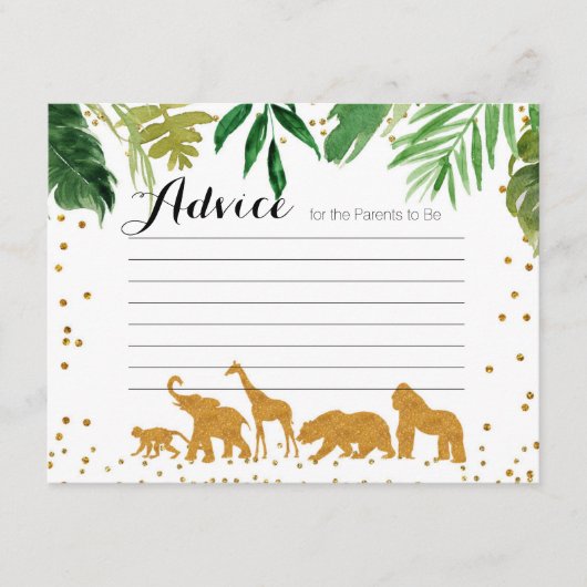 Carte D'accompagnement Baby shower Safari animal Advice Card (Devant)