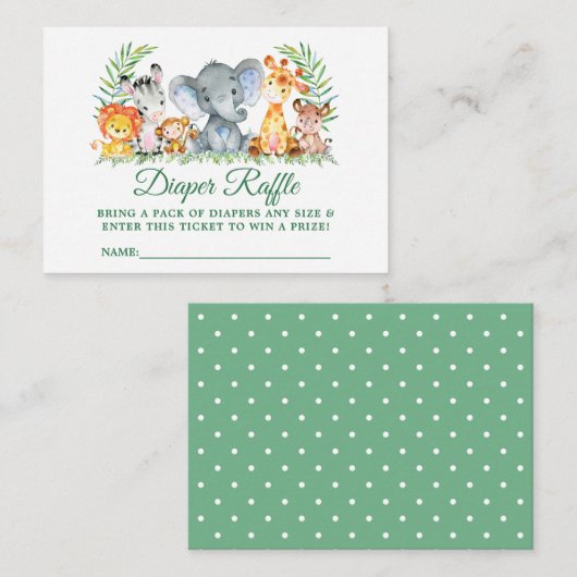 Carte D'accompagnement Baby shower Safari Animaux Raffle Points Billets (Devant / Derrière)