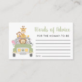 Carte D'accompagnement Baby shower Safari Mots De Conseil (Devant)