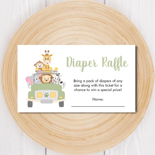 Carte D'accompagnement Baby shower Safari Raffle de couches