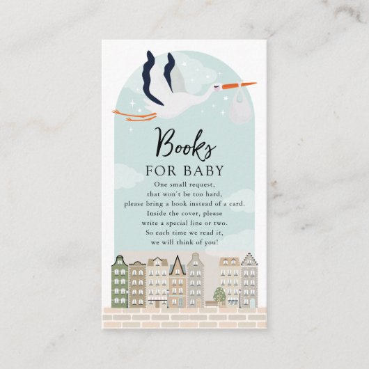 Carte D'accompagnement Baby shower Stork Boho Livres pour bébé (Devant)
