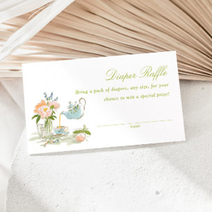 Carte D'accompagnement Baby Shower Tea Party Tirage au Sort de Couches