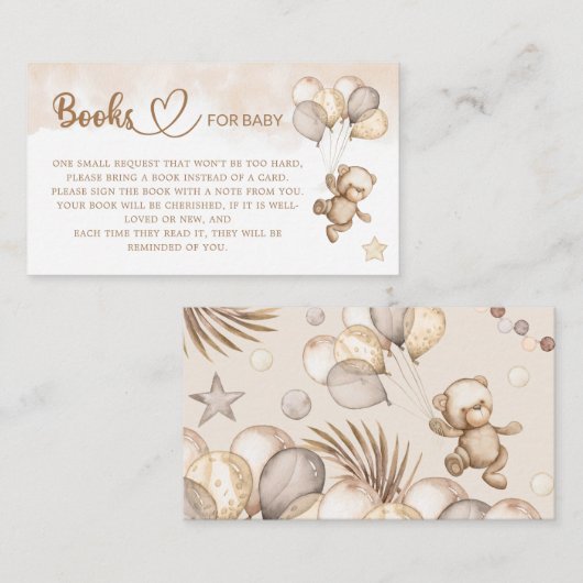 Carte D'accompagnement Baby shower Teddy Bear Livres pour bébé (Devant / Derrière)