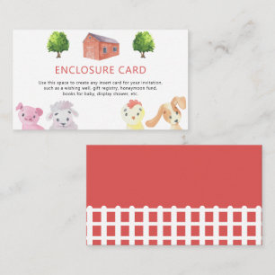 Carte D'accompagnement Baby shower thème ferme - Texte personnalisé