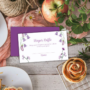 Carte D'accompagnement Baby Shower Tirage de Couches Fleur Violette Auber