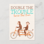 Carte D'accompagnement Baby shower Twins Singe Double Défaillance (Dos)