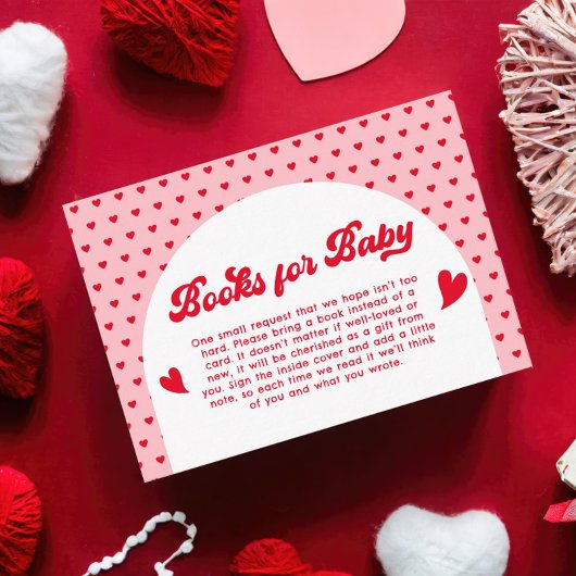 Carte D'accompagnement Baby shower Valentines rouge et rose Demande de ré