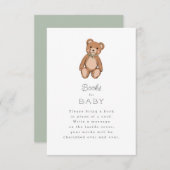 Carte D'accompagnement Baby shower vert classique Teddy Bear Sage (Devant / Derrière)