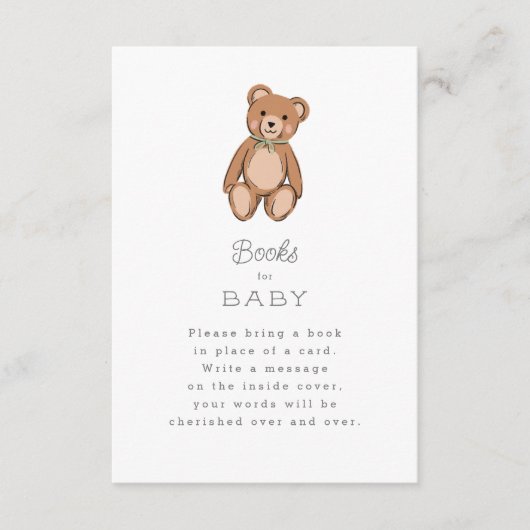 Carte D'accompagnement Baby shower vert classique Teddy Bear Sage (Devant)