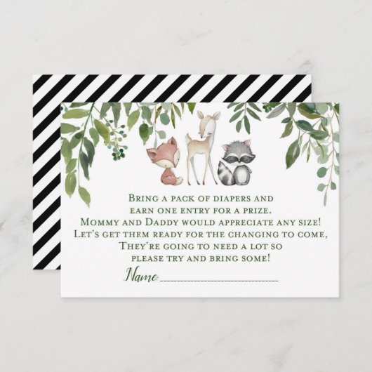 Carte D'accompagnement Baby shower vert en bois feuillu Raffin Insérer (Devant / Derrière)