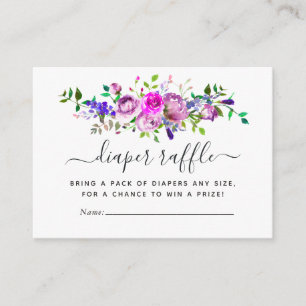 Carte D'accompagnement Baby-shower violet floral aquarelle jeu de pronost