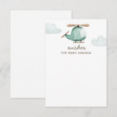 Carte D'accompagnement Baby shower Wings & Advice. Hélicoptère aquarelle (Devant / Derrière)