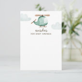 Carte D'accompagnement Baby shower Wings & Advice. Hélicoptère aquarelle (Debout devant)
