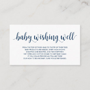 Carte D'accompagnement Baby shower, Wishing Well, Modern Rustic Navy Bleu