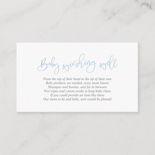 Carte D'accompagnement Baby shower, Wishing Well, Script bleu créatif (Devant)