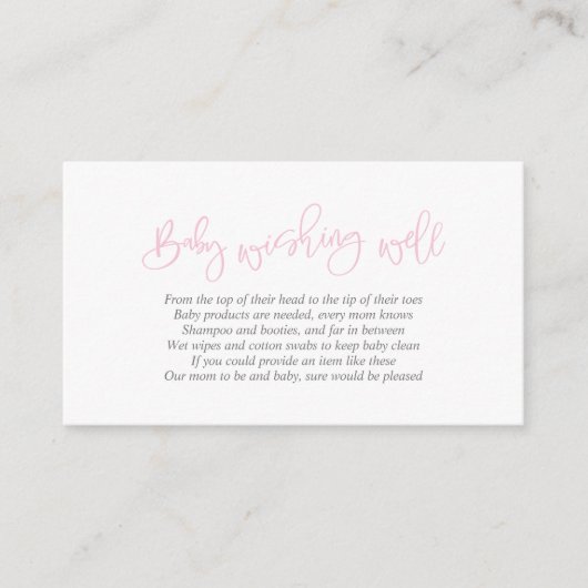 Carte D'accompagnement Baby shower, Wishing Well, Script rose créatif (Devant)