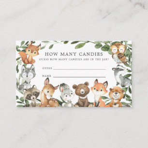Carte D'accompagnement Baby shower Woodland Devine Combien de bonbons