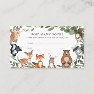 Carte D'accompagnement Baby shower Woodland Devine Combien De Chaussettes