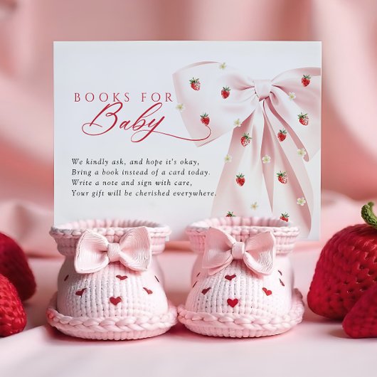Carte D'accompagnement Baby showers de fraises en bois rose pour bébé