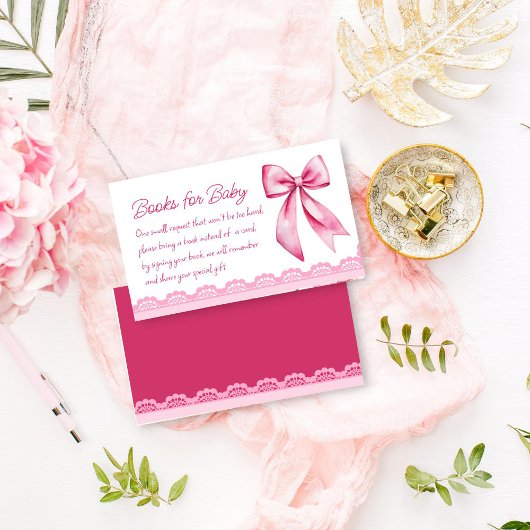 Carte D'accompagnement Baby showers en dentelle rosée retro demande