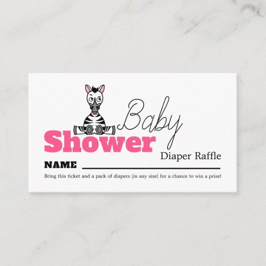 Carte D'accompagnement Baby Zebra, Baby shower Déchets Raffle (Devant)