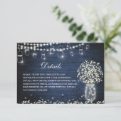 Carte D'accompagnement Baby's Breath Mason Jar Rustic Mariage Détails (Debout devant)