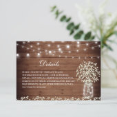 Carte D'accompagnement Baby's Breath Mason Jar Rustic Mariage Détails (Debout devant)