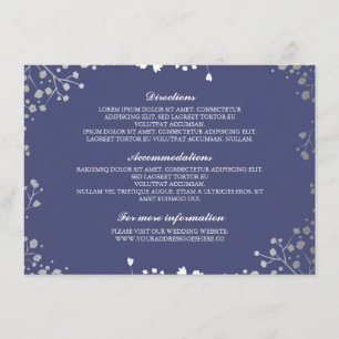 Carte D'accompagnement Baby's Breath Navy Argent Détails du Mariage