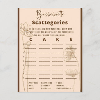 Carte D'accompagnement Bachelorette Scattegories Partie