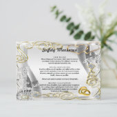 Carte D'accompagnement Bagues Mariages d'or Coeurs Mesures de sécurité (Debout devant)