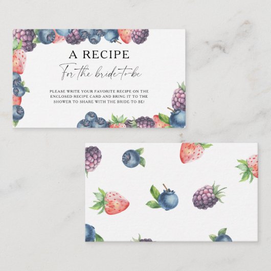 Carte D'accompagnement Baies sucrées - Recette pour la future mariée (Devant / Derrière)