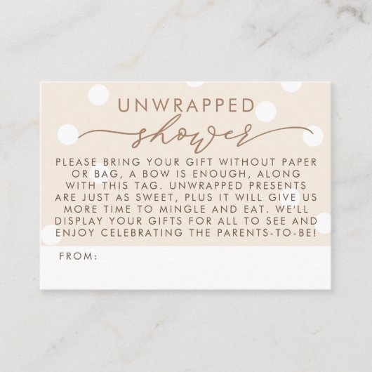 Carte D'accompagnement Bain de bébé beige et blanc non emballé (Devant)