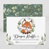 Carte D'accompagnement Balai Whimsical Baby Fox verdure Wreath Diaper Raf (Devant / Derrière)
